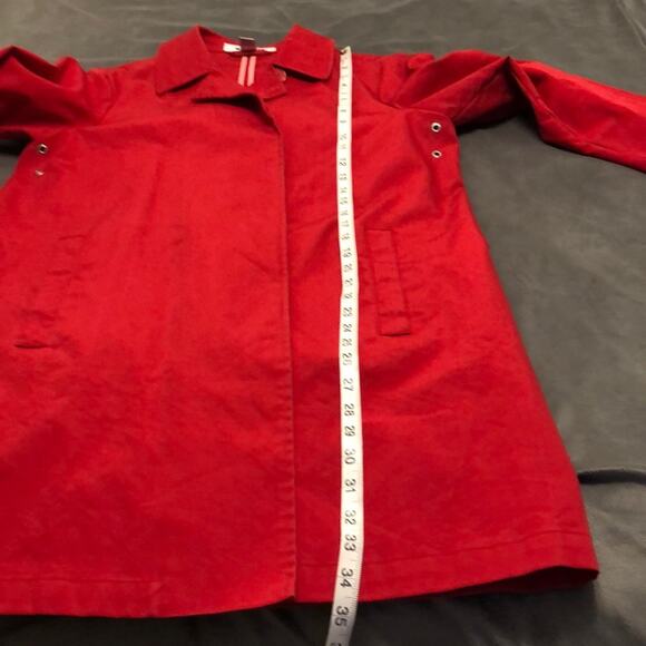 Old Navy Red Cotton All weather coat Woman size M Trench Rain - Picture 7 of 7